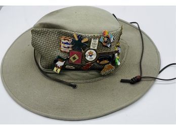 Women's Hat, Size Medium With Vintage Pin Collection