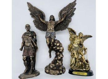 Three Statues, Faux Bronze, Resin Figures, Gorgeous Detail