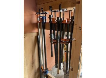 Assortment Of Woodworking Pipe Clamps.