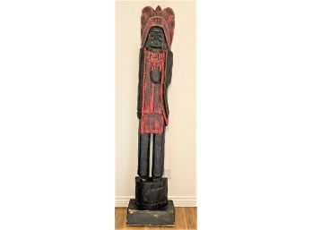 TALL 6 FOOT 8 INCHES TALL, Tribal Wooden Indian Holding Cigars