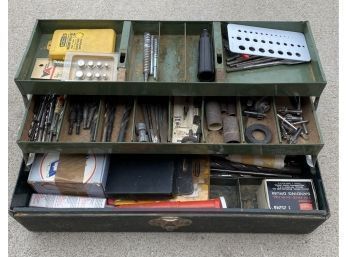 Vintage Craftsman Toolbox With Miscellaneous Tools And Hardware Inside