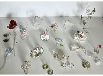 Delicate Glass Figurines. Humming Birds, Flowers, Dolphins, Dragon And More!