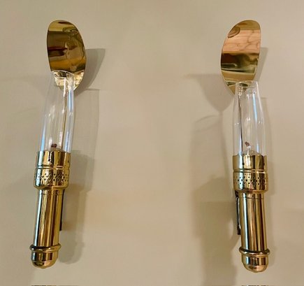 Vintage Brass Oil Lamp Sconces From The Orient Express - Pair