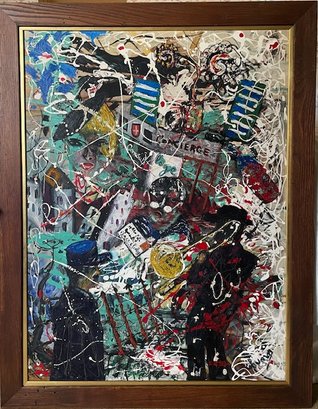 Mid-Century Abstract Expressionism Oil On Canvas, 35.5' W X 45.5'T X .75'D. TItle: Paris Madame Fifi