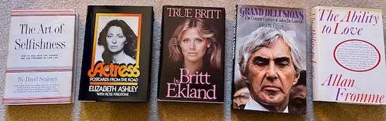 Lot/5 Hardback Books- The Art Of Selfishness, Actress, True Britt, Grand Delusions, The Ability To Love