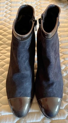 AGL Black Suede And Patent Leather Ankle Boots - Size 36.5