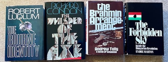 Lot/4 HB Books - The Bourne Identity, The Whisper Of The Axe, The Brahmin Arrangement, The Forbidden Sky
