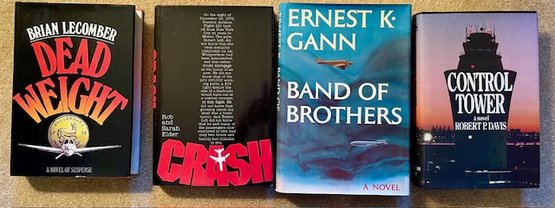 Lot/4 Vintage Hardback Aircraft Books - Dead Weight, Crash, Band Of Brothers, Control Tower
