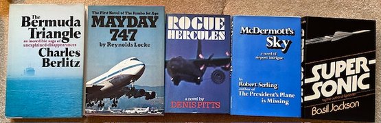 Lot/5 Vintage HB Books - The Bermuda Triangle, Mayday 747, Rogue Hercules, Mcdermott's Sky, Super Sonic