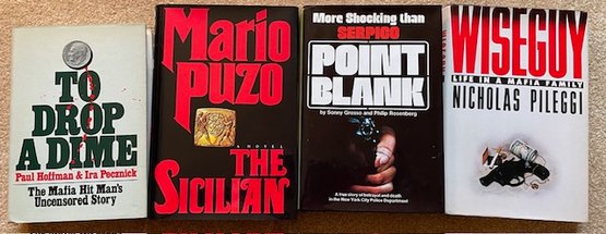 Lot/4 Vintage Hardcover Mafia Books - To Drop A Dime, The Sicilian, Point Blank, Wiseguy