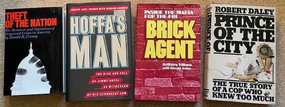 Lot/4 Mafia Themed Books - Hoffa's Man, Theft Of The Nation, Brick Agent, Prince Of The City