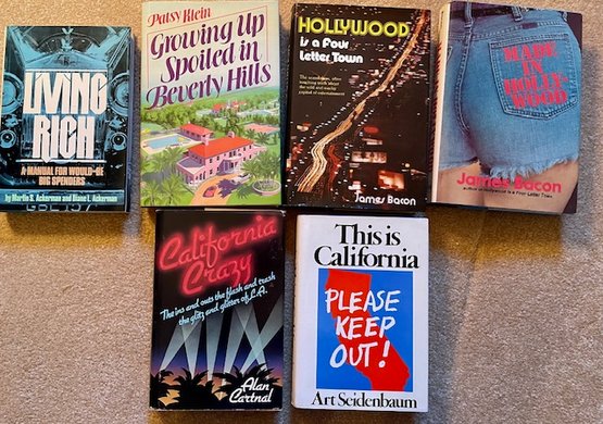 Lot/6 Vtg Books- Living Rich, Growing Up In Beverly Hills, Hollywood, Made In Hollywood (Both Autographed)
