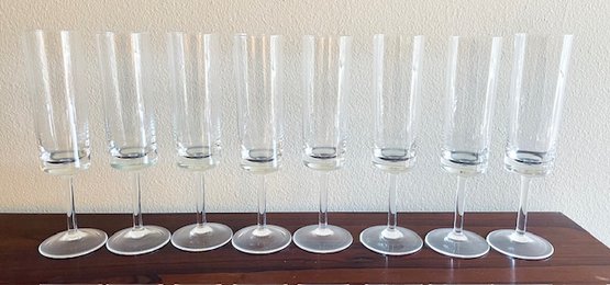 Set/8 Vintage Teardrop Glass Champagne Stems Glasses - 8.2' T