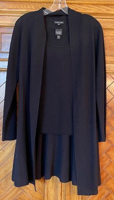 Set/2 Eileen Fisher - Black Sleeveless Knit Sweater Size S And Black Knit Duster Cardigan Size XS
