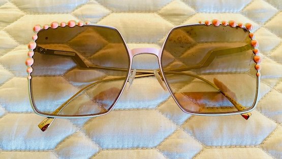 Fendi Gold Jeweled Sunglasses - 0259S With Case