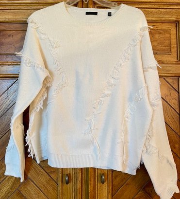 ATM Cream Sweater With Fringe - Size M