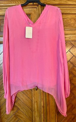 Gigi Moda Italy - Bright Pink Silk Top - New With Tags - No Size