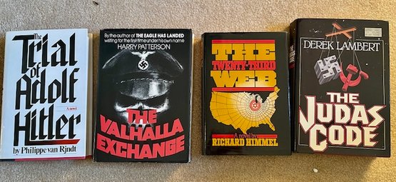 Lot/4 Vintage HB Books - Trial Of Adolf Hitler, The Valhalla Exchange, The Twenty-third Web, The Judas Code