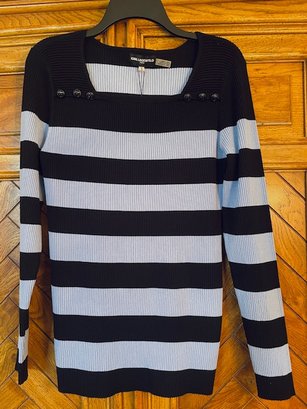 Karl Lagerfeld Striped Stretchy Cotton Sweater - New With Tages - Size M