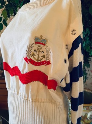 Vintage 1980s - Louis Feraud Boutique - Nautical Themed Sweater - Sz S - As Is