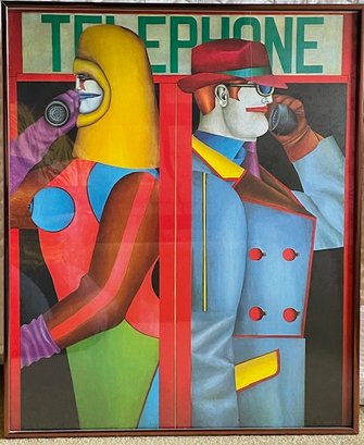 Richard Lindner Pop Art Exhibition Poster From 1980 - Telephone - 19.5'L X 23.5'T