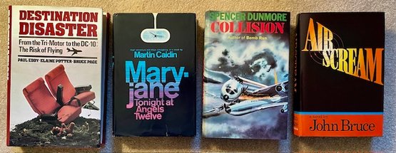 Lot/4 Vintage Hardback Books - Destination Disaster, Mary Jane Tonight At Angels 12, Collision, Air Scream