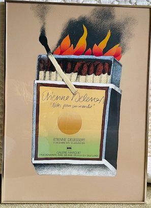 Notes Pour Un Incendie - Galerie Marquet - Paris 1975 - Poster Signed By Etienne Delessert - 20'L X 27.5'T