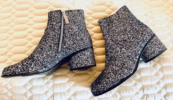 Marc Jacobs Mod Silver Glitter Ankle Boots - Size 36.5