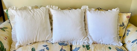 Set/3 1872 Cotton Euro Shams W/Pillow Inserts With Memory Foam Pillows - 26' Square