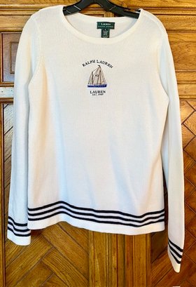 Ralph Lauren White Cotton Boat Sweater - Size S