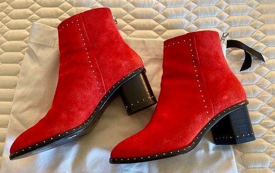 Rag And Bone - Red Suede Studded Boots - Sz 36