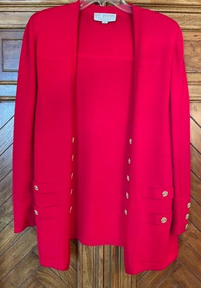 St John Red Cardigan Sweater - Size S - As Is