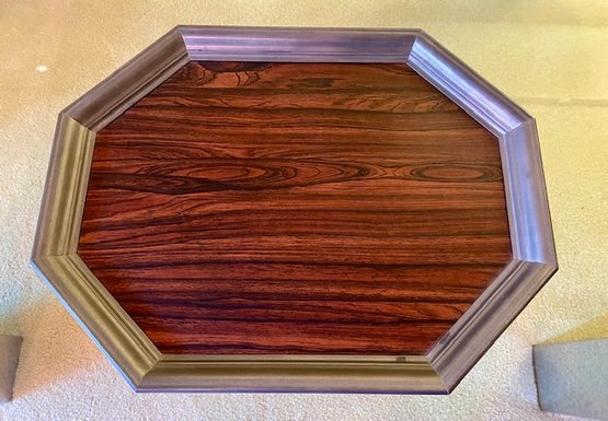 Vintage Rosewood And Pewter Decorative Tray - 17.5'L X 13.5'W X 1.20'T