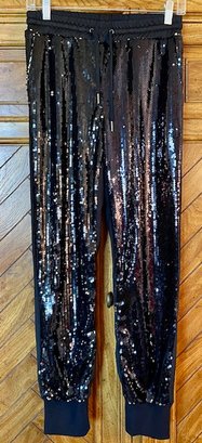 Sunset And  Spring - Black Sequin Jogger Pants - Size S