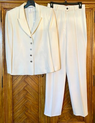 Vintage Sonia Rykiel White 2 Piece Suit Set - Oversized Blazer And Hi-waisted Trousers Pants - As Is