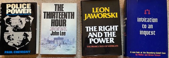 Lot/4 Hardback Books - Police Power, The Thirteenth Hour, The Right And The Power, Invitation To An Inquest