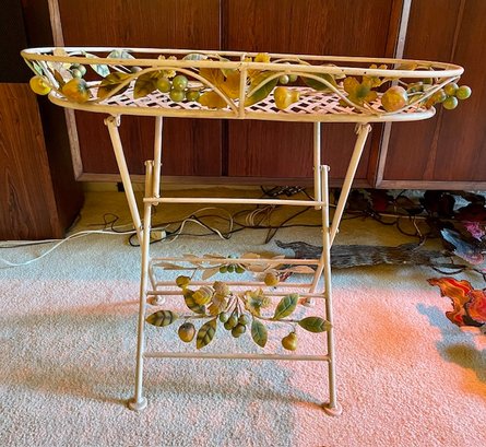 Vintage Metal Folding Tray With Fruit And Foliage - Probably Italian