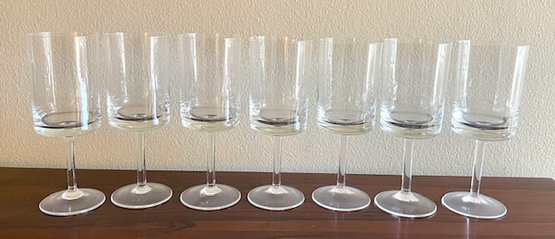 Set/7 Vintage Teardrop Crystal Wine Goblets Stems - 7'T