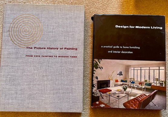 Lot/2 Vintage Hardback Books - The Picture History Of Painting (no Jacket), Design For Modern Living