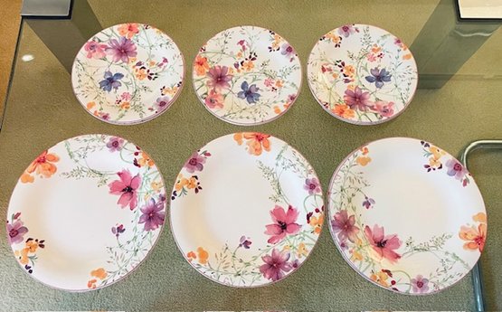 Set/6 Villeroy And Boch Floral Plates - MarieFleur Pattern - 6 Dinner 10.75'W, 6 Salad 8.75'W