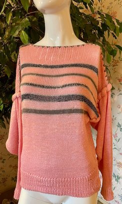 Vintage Pink And Grey Striped Sweater No Label