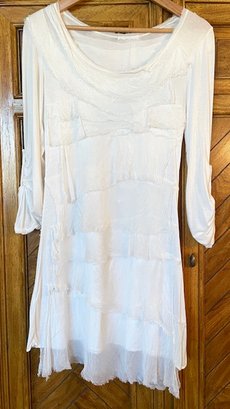 Made In Italy - White Ruffle Silk Dress Or Tunic - No Size