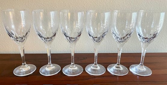 Set/6 Vintage Crystal Glass Wine Goblets Glasses - 7.5' T