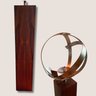 Tall Rosewood And Brushed Aluminum Sculpture - MCM Globe Floor Lamp - 59.25'T