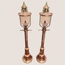 Vintage Brass Decorative Oil Lampstands - Miniature Lampposts From The Orient Express - Pair