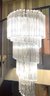 Vintage Venini Murano Glass - Spiral Waterfall Chandelier With Triedri Glass Prisms - 54'T X 20.5'W