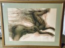 Francis De Lassus Saint Genies - Vintage Surrealist 'Horse' Signed Lithograph - 38.5' L X 31'T