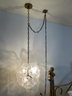 Vintage 1970s - Italian Murano Flower Glass And Brass Pendants Chandeliers - Pair - Venini Style - 14' X 14'