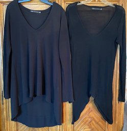 Lot/2 John Eshaya Black Tops - Sweater Size PS And Top Size S