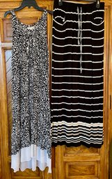 Lot/2 Black And White - Anne Klein Sleeveless Dress - Size M - And Max St Jersey Skirt With Pockets  - Size S